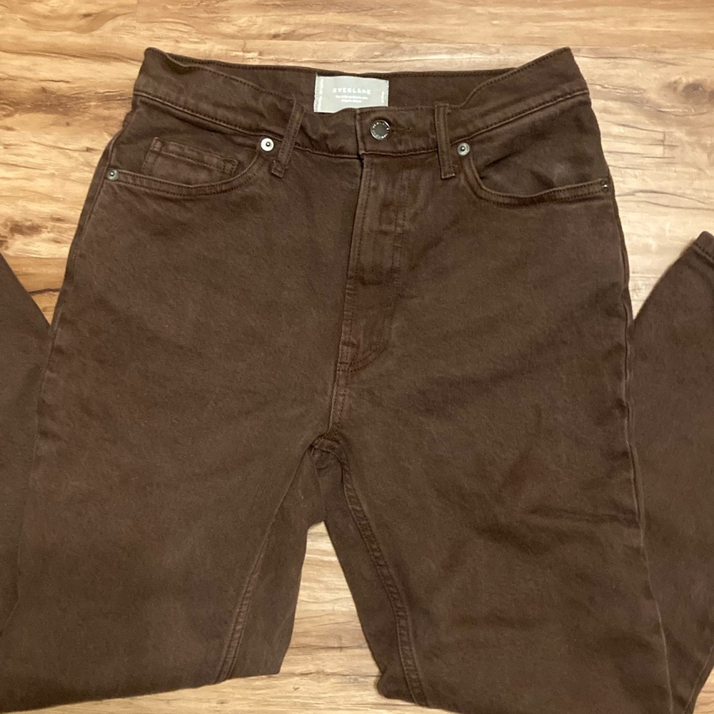 Everlane The Original Cheeky Crop Jean Brown Organic Cotton 27